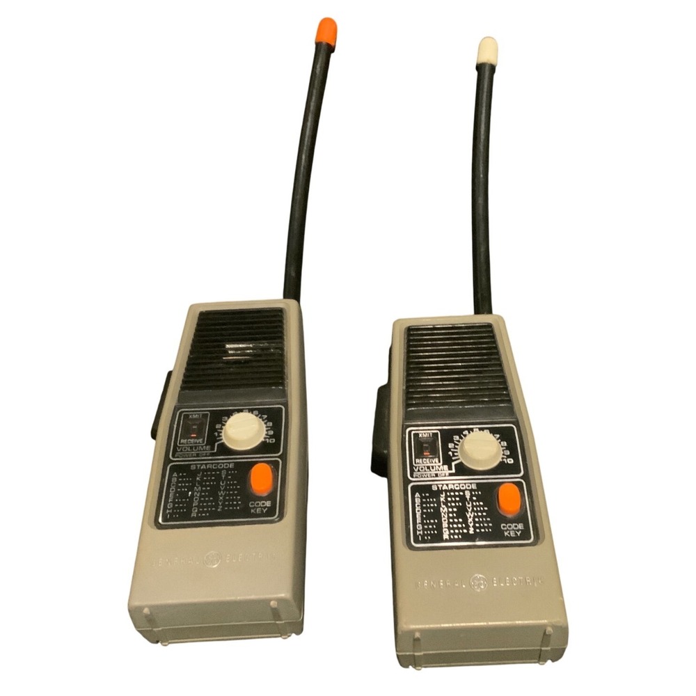 Vintage GE Starcode Walkie Talkie Set Model 3-5954B General Electric Gray Pair